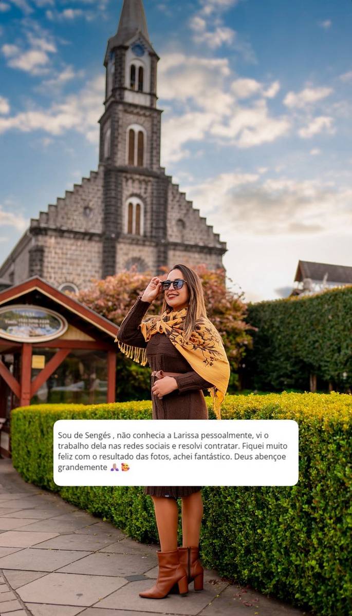 Mensagem de cliente sobre ensaio individual em Gramado